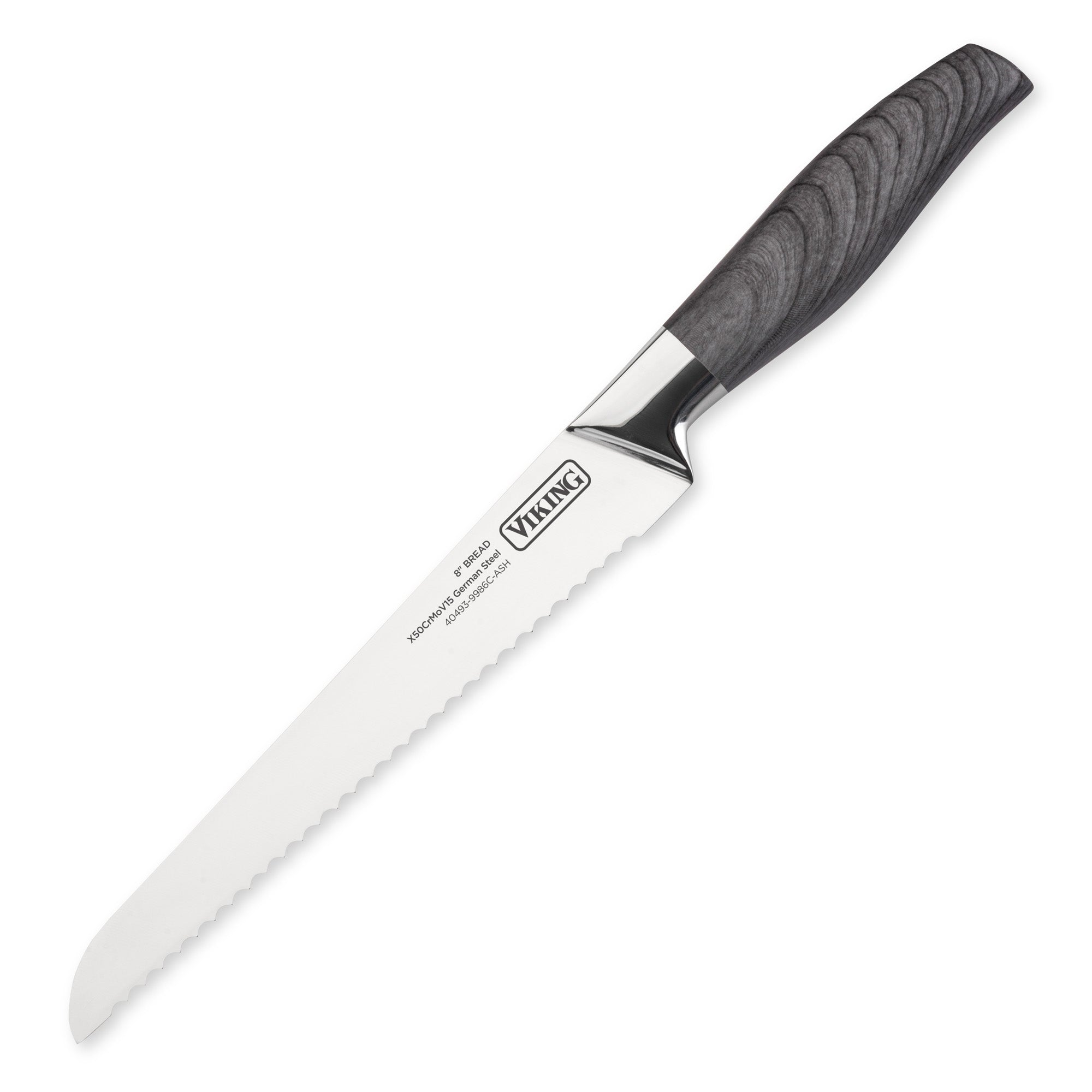Viking 6-Piece German Steel Hollow Handle Cutlery Set with Sleeves, Ash Wood Pattern Handle