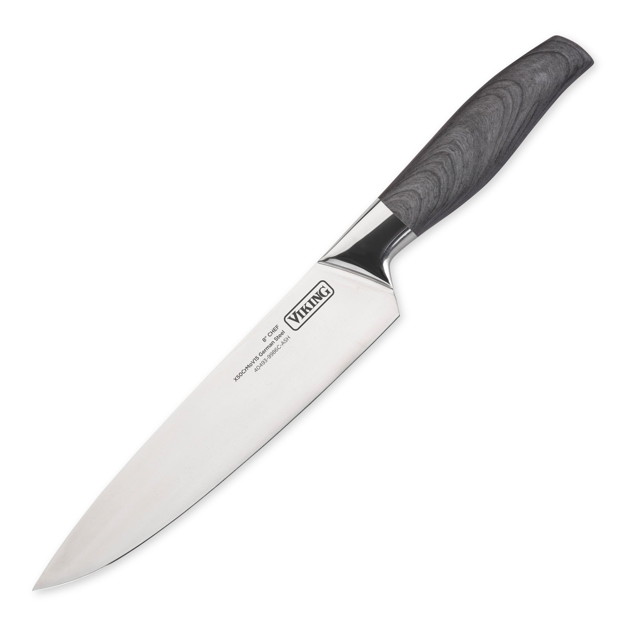 Viking 6-Piece German Steel Hollow Handle Cutlery Set with Sleeves, Ash Wood Pattern Handle