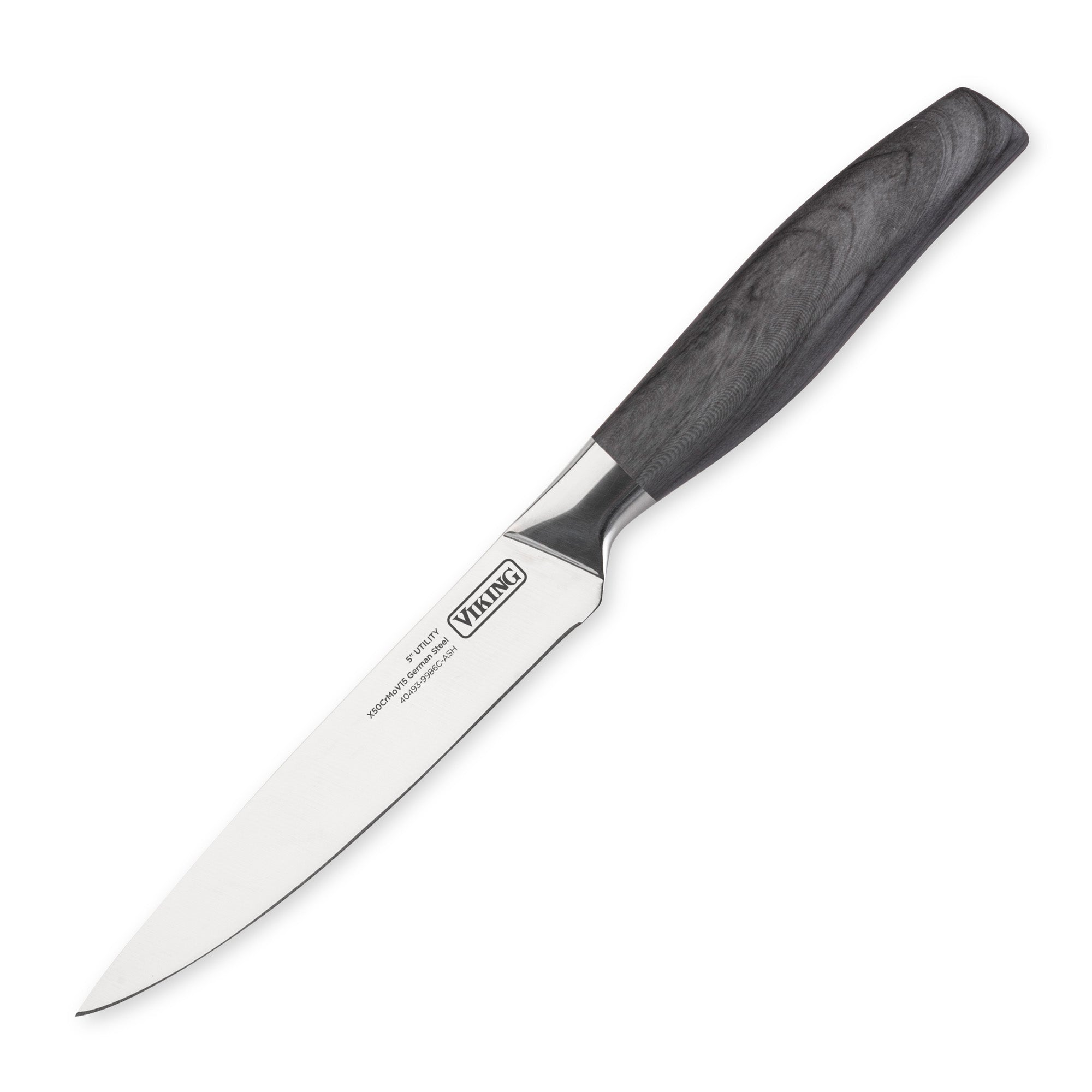 Viking 6-Piece German Steel Hollow Handle Cutlery Set with Sleeves, Ash Wood Pattern Handle