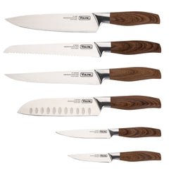 Product Image for Viking 6-Piece German Steel Hollow Handle Cutlery Set with Sleeves, Brown Wood Pattern Handle