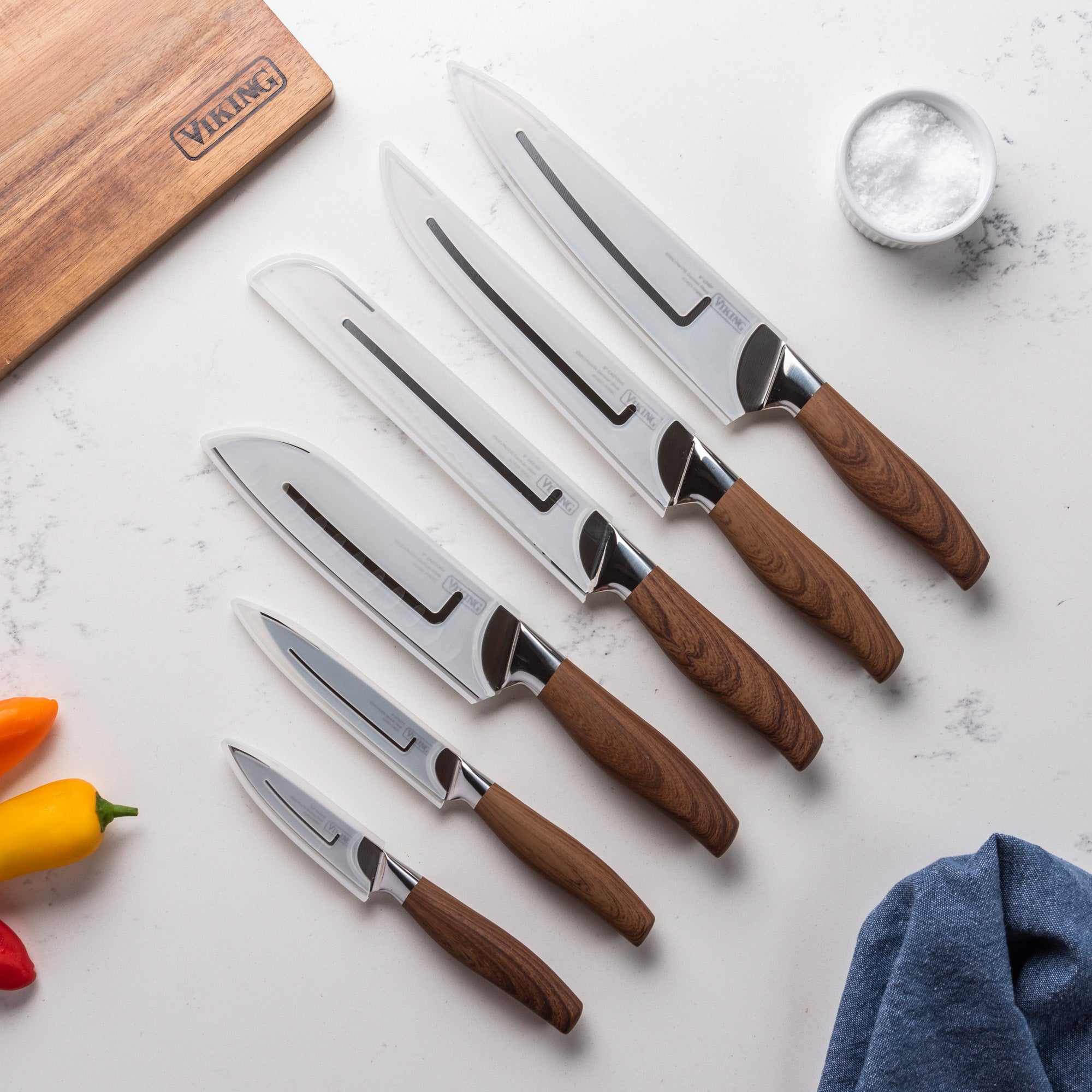 7-Piece German-steel Forged Knife Set with Wood Storage Block and