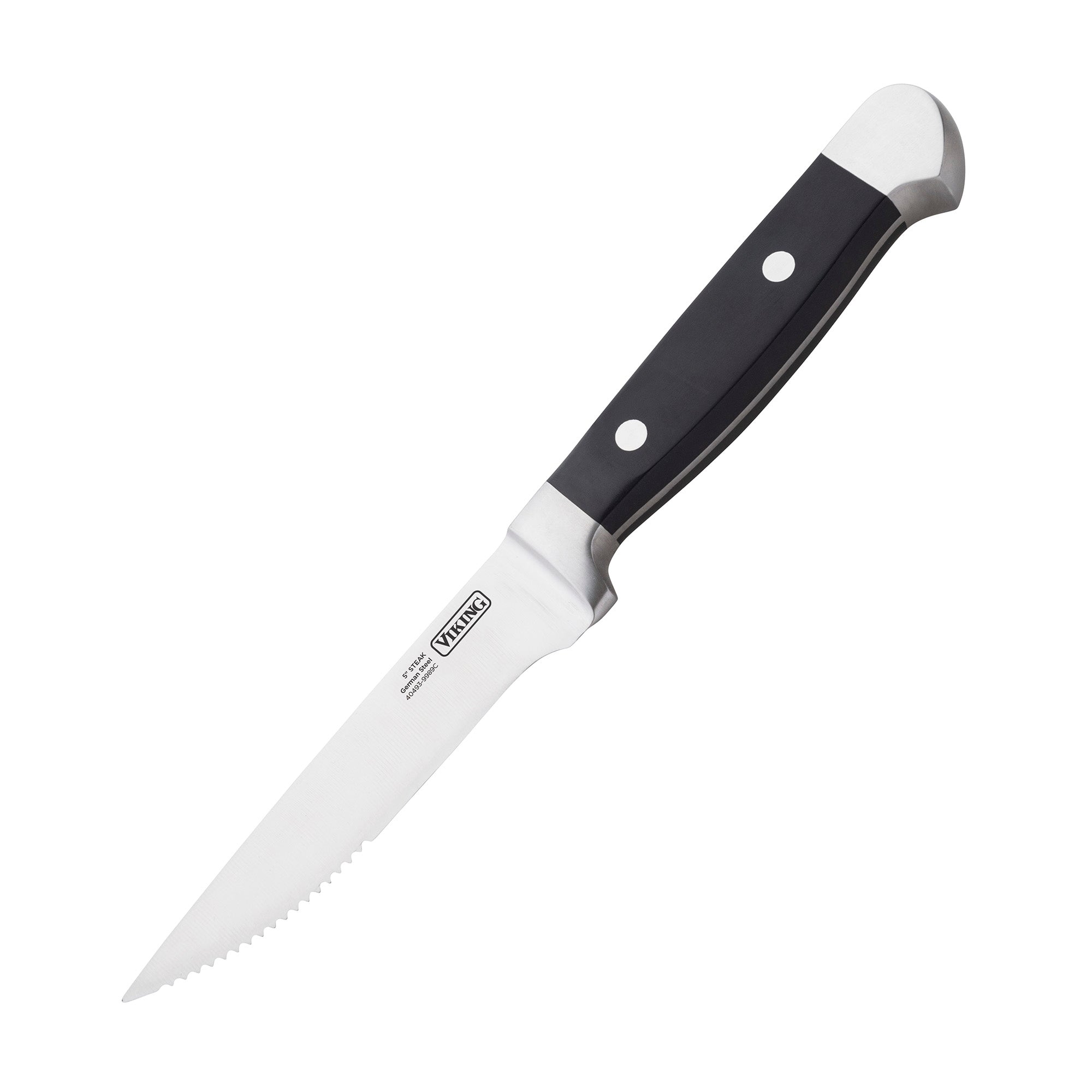 Viking Steak Knife Stainless 4.5 Serrated Tip Wood Handle Full Tang Vtg  Japan
