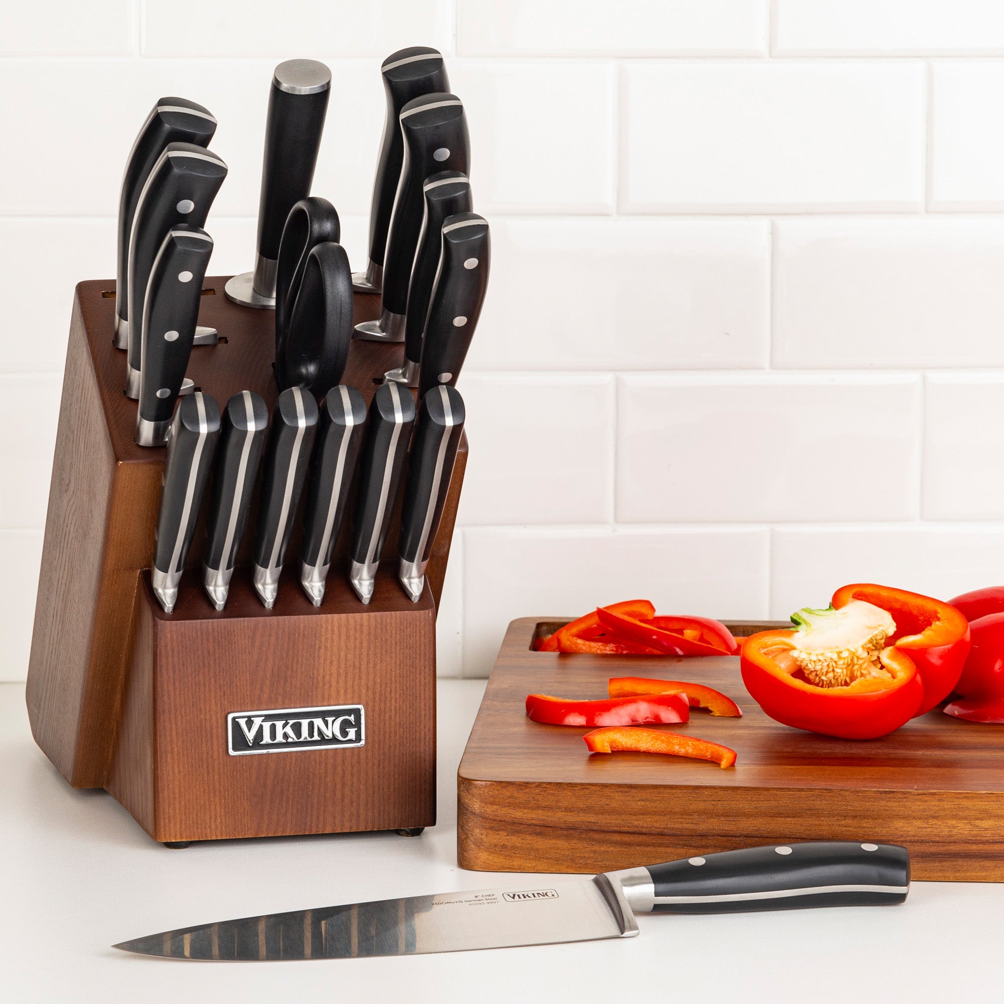 Viking 17pc Cutlery Set Light Walnut Color Block – Everlastly