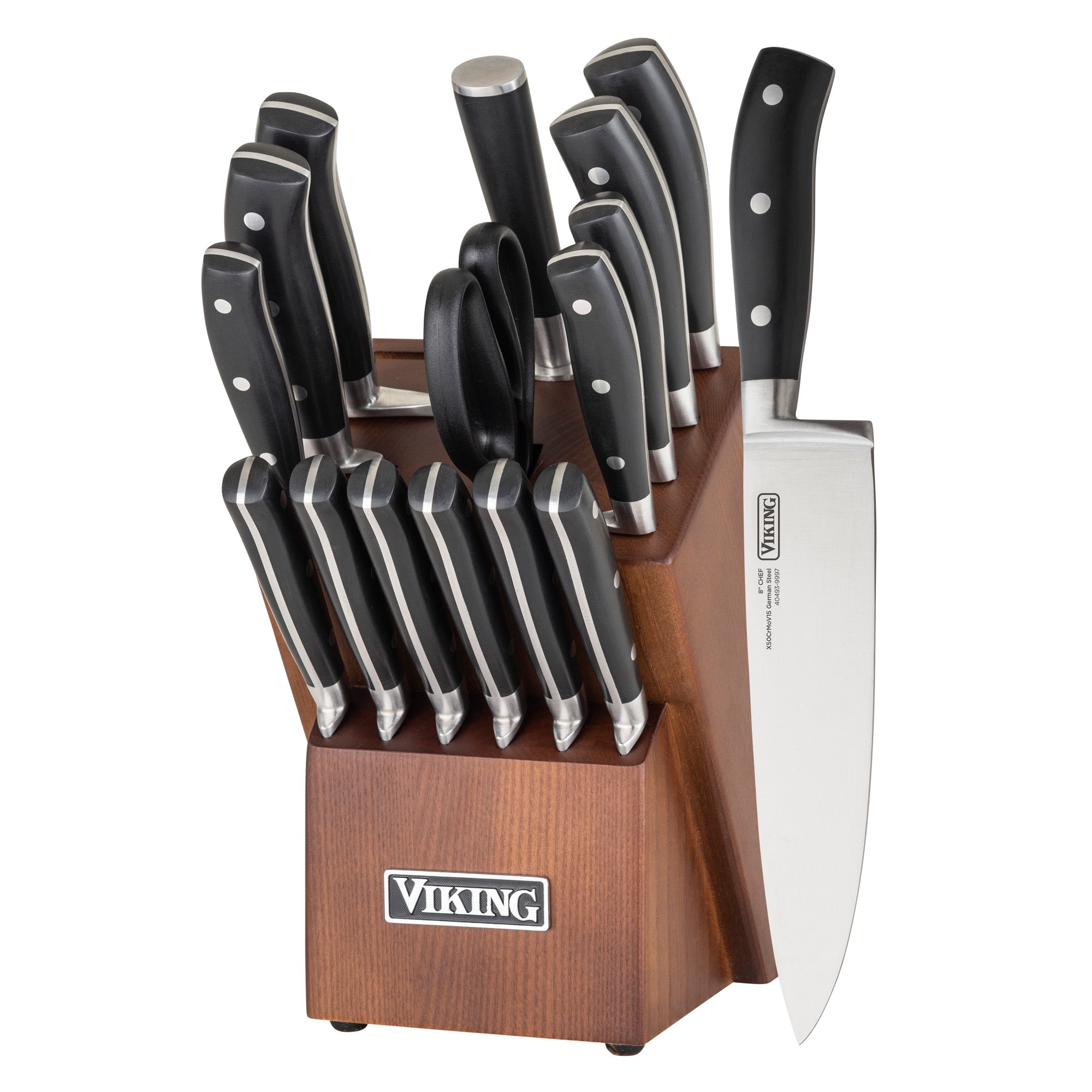 3 Piece Stainless Steel Chef Knife Set With Walnut Wood Handles - Cutlery /