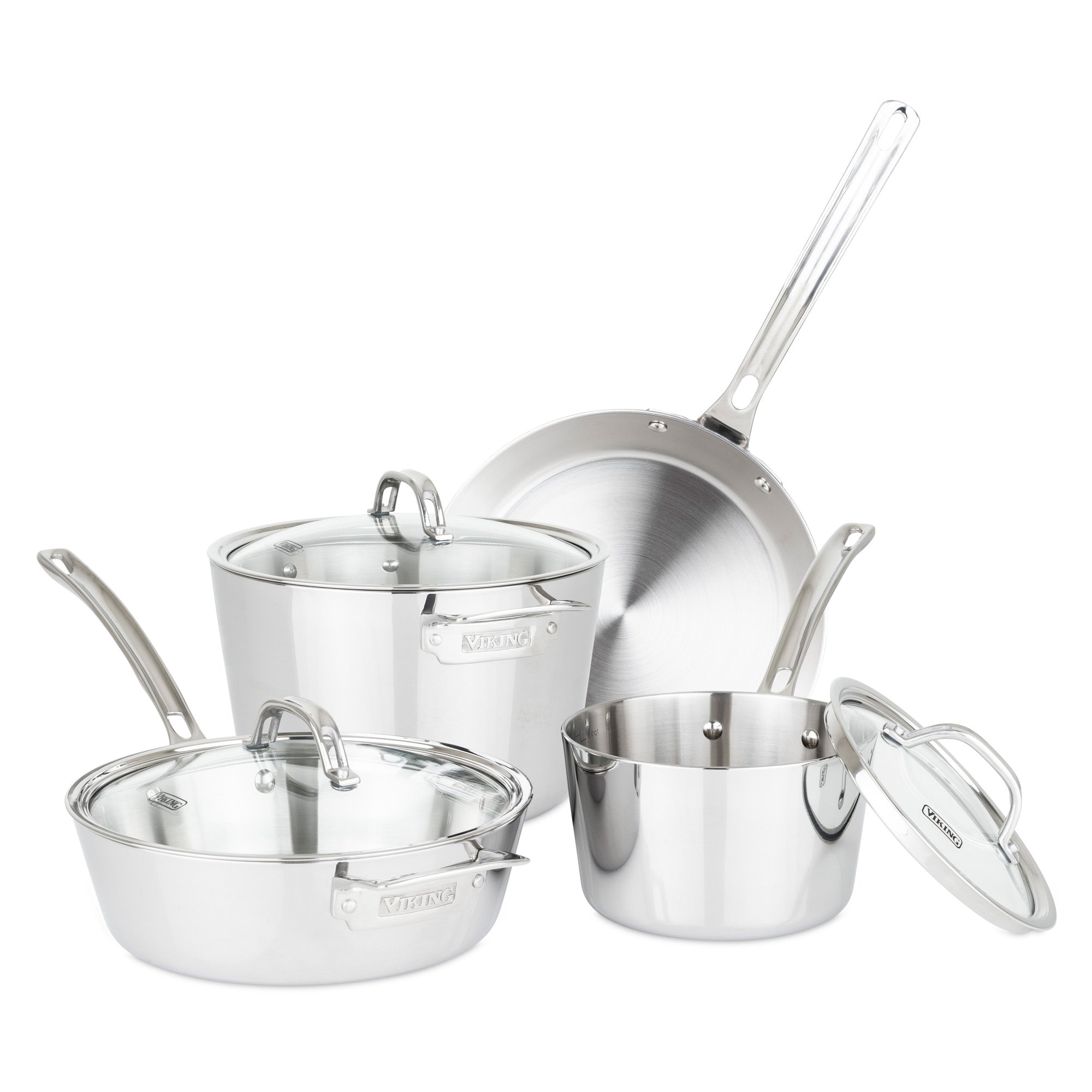 Viking Contemporary 3-Ply Stainless Steel 7-Piece Cookware Set with Gl –  Viking Culinary Products