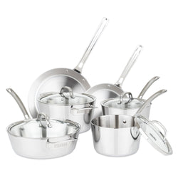 Product Image for Viking Contemporary 3-Ply Stainless Steel 10-Piece Cookware Set with Glass Lids