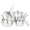 Viking Contemporary 3-Ply Stainless Steel 12-Piece Cookware Set with Glass Lids