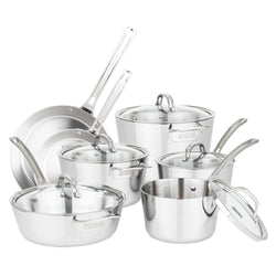 Product Image for Viking Contemporary 3-Ply Stainless Steel 12-Piece Cookware Set with Glass Lids