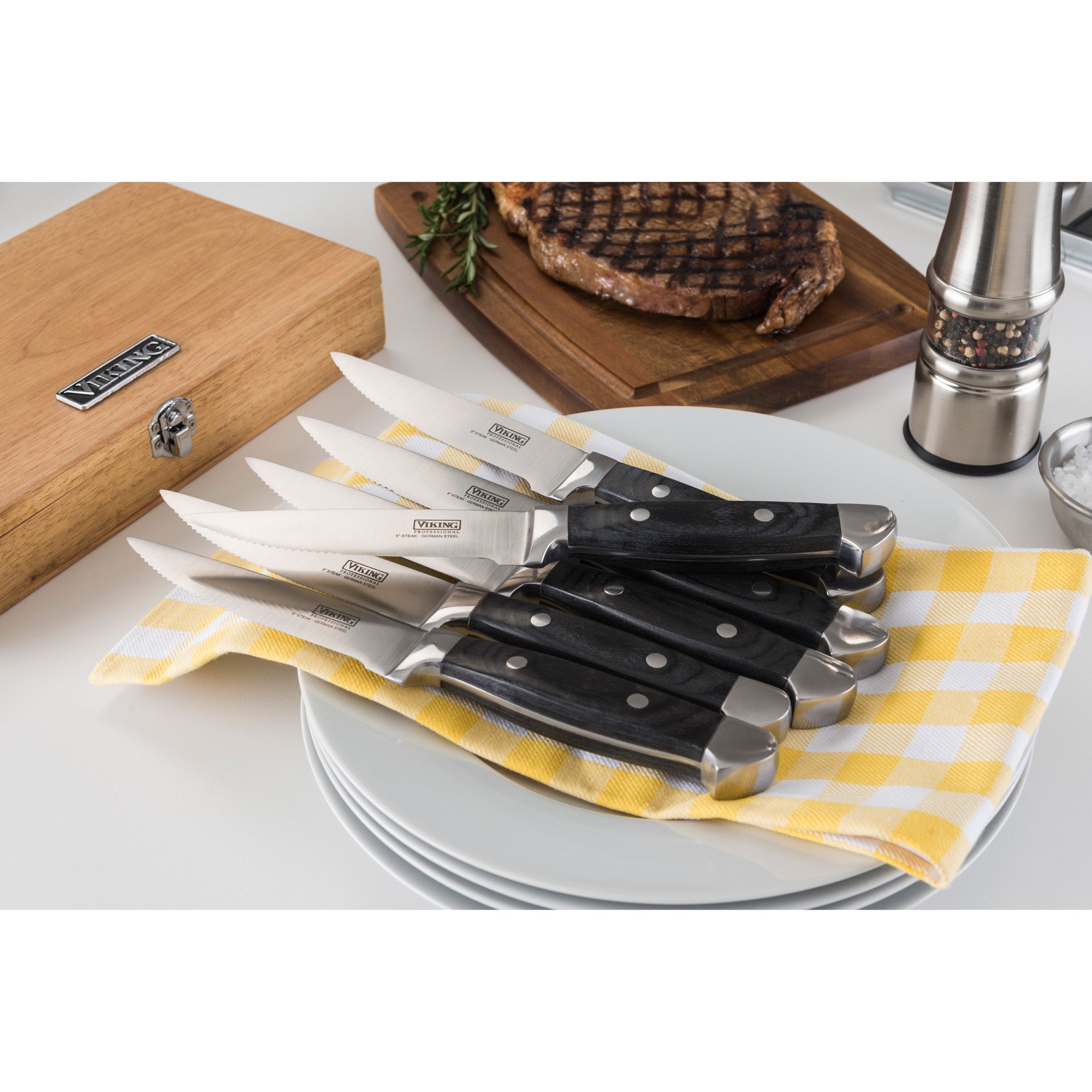 Professional Kitchen Knives - 5 Pieces Stainless Steel Blades w/ Gift Box
