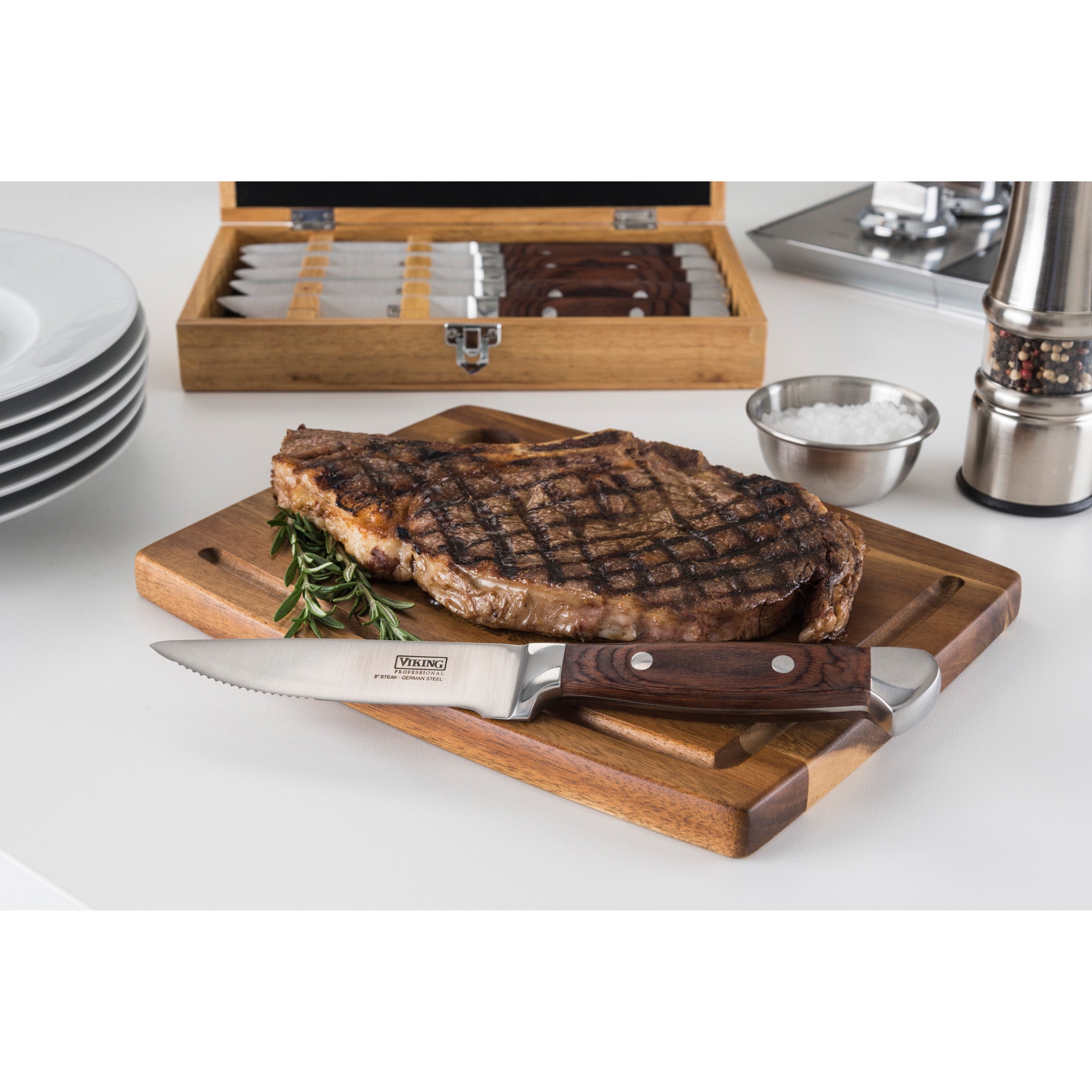 Viking Steakhouse Pakka Wood 6-Piece Steak Knife Set with Gift Box