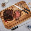 Viking Acacia Wood Cutting Board with 3-Piece German Steel Carving Set